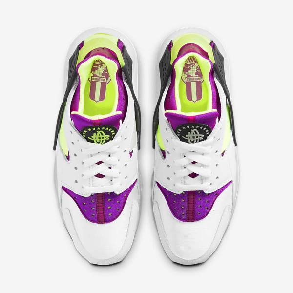 White / Black / Yellow Nike Air Huarache Women's Sneakers | NK542JQR