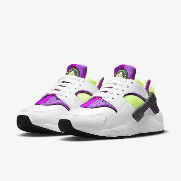 White / Black / Yellow Nike Air Huarache Women's Sneakers | NK542JQR