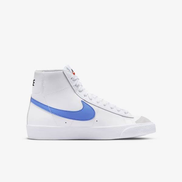 White / Blue / Black / Red Nike Blazer Mid 77 Older Kids' Sneakers | NK758OXY