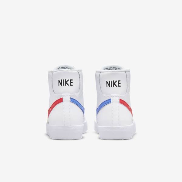 White / Blue / Black / Red Nike Blazer Mid 77 Older Kids' Sneakers | NK758OXY