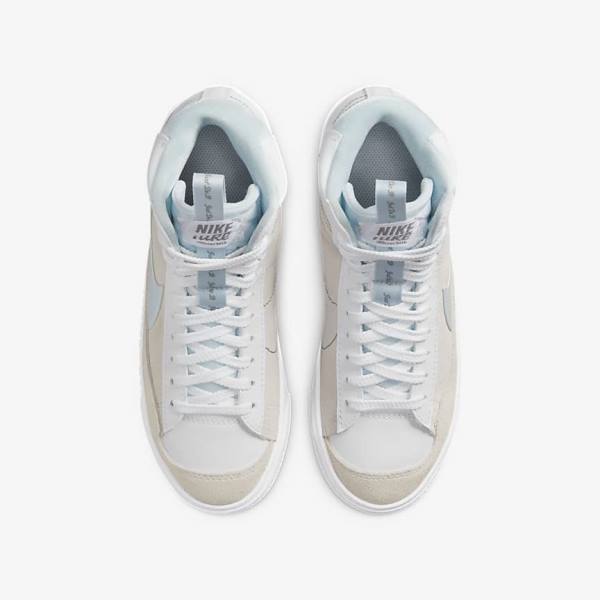 White / Blue Grey Nike Blazer Mid 77 SE Dance Older Kids' Sneakers | NK496LTX