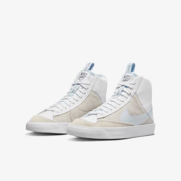 White / Blue Grey Nike Blazer Mid 77 SE Dance Older Kids' Sneakers | NK496LTX