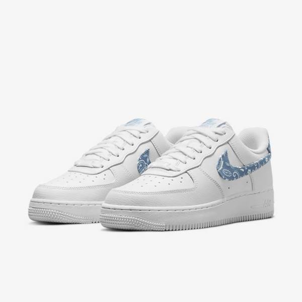 White / Blue Nike Air Force 1 07 Essential Women's Sneakers | NK713MCE