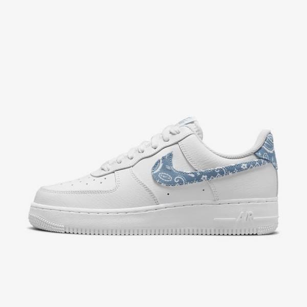 White / Blue Nike Air Force 1 07 Essential Women\'s Sneakers | NK713MCE