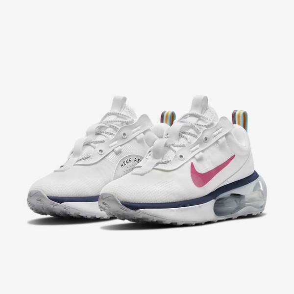 White / Blue / Platinum / Pink Nike Air Max 2021 Women's Sneakers | NK024SJL