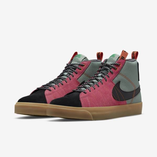 White / Brown / Black Nike SB Zoom Blazer Mid Premium Women's Skate Shoes | NK265DSZ