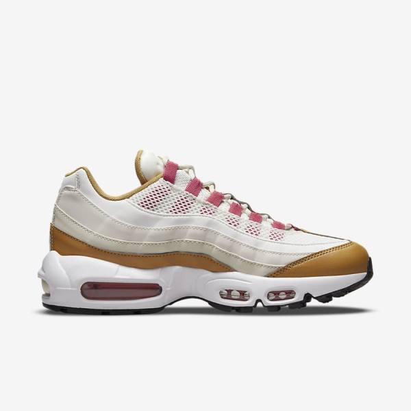 White / Brown / Green Nike Air Max 95 Women's Sneakers | NK850EUM