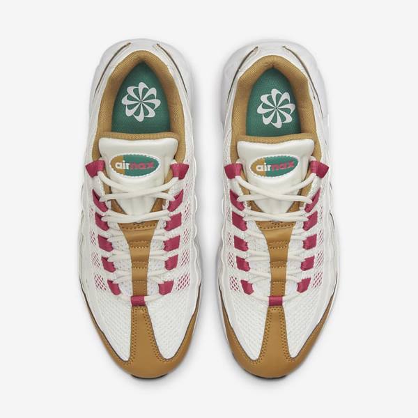 White / Brown / Green Nike Air Max 95 Women's Sneakers | NK850EUM