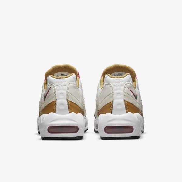 White / Brown / Green Nike Air Max 95 Women's Sneakers | NK850EUM