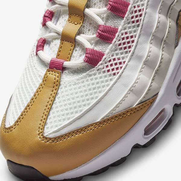 White / Brown / Green Nike Air Max 95 Women's Sneakers | NK850EUM