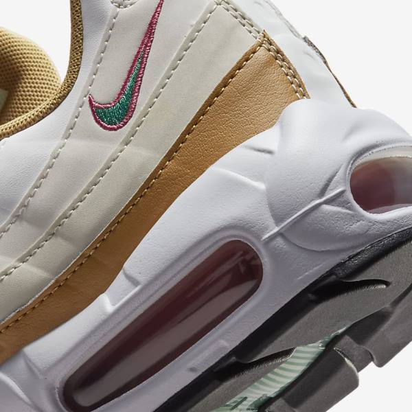 White / Brown / Green Nike Air Max 95 Women's Sneakers | NK850EUM