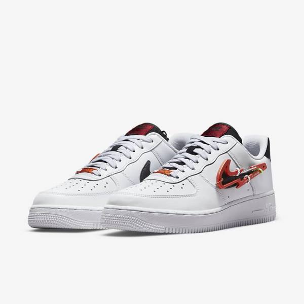 White / Burgundy / Red / Black Nike Air Force 1 07 Premium Men's Sneakers | NK873EMJ