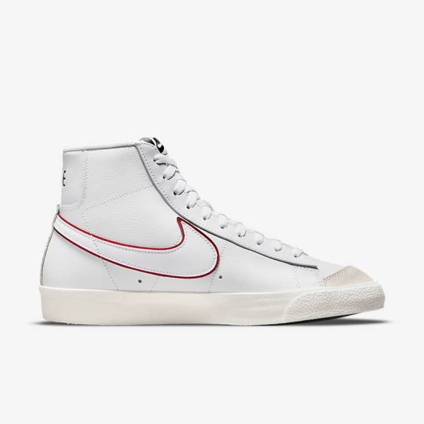 White / Green / Metal Silver / Red Nike Blazer Mid 77 Men's Sneakers | NK327VWF