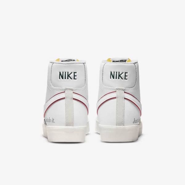 White / Green / Metal Silver / Red Nike Blazer Mid 77 Men's Sneakers | NK327VWF