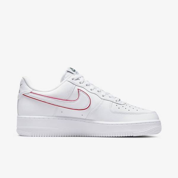 White / Green / Metal Silver / Red Nike Air Force 1 Men's Sneakers | NK761HAD