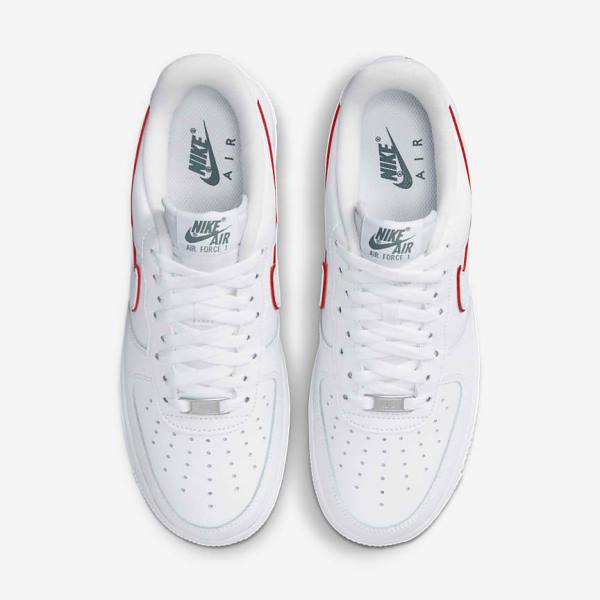 White / Green / Metal Silver / Red Nike Air Force 1 Men's Sneakers | NK761HAD