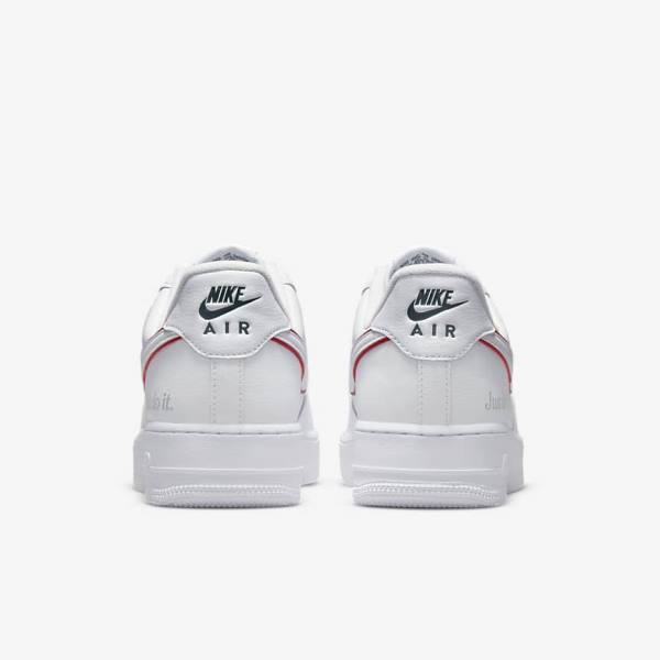 White / Green / Metal Silver / Red Nike Air Force 1 Men's Sneakers | NK761HAD