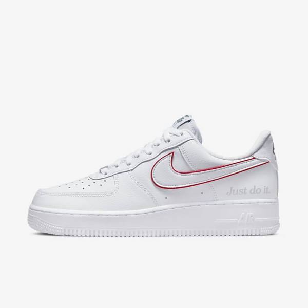 White / Green / Metal Silver / Red Nike Air Force 1 Men\'s Sneakers | NK761HAD