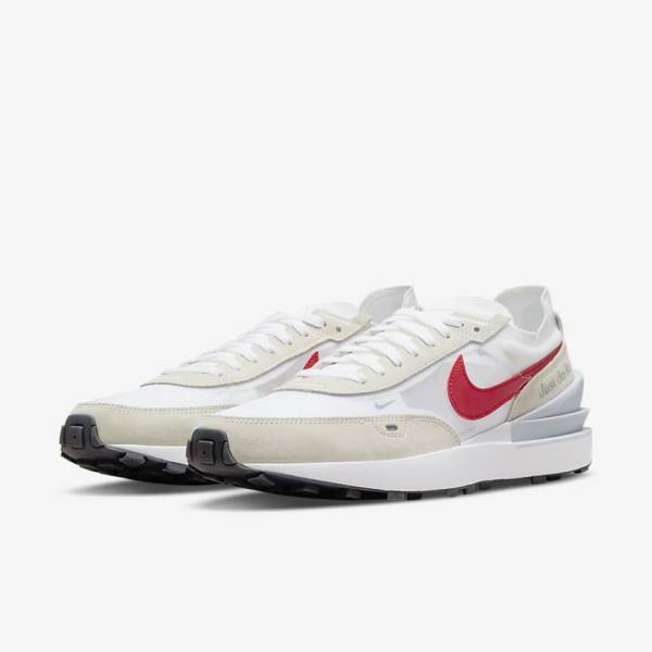 White / Green / Metal Silver / Red Nike Waffle One Men's Sneakers | NK783RMQ