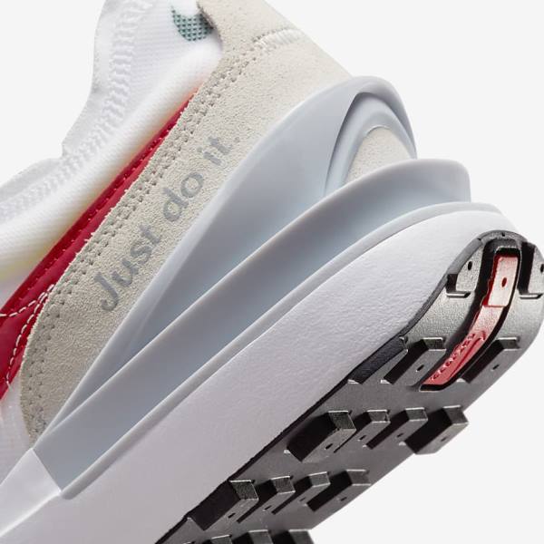 White / Green / Metal Silver / Red Nike Waffle One Men's Sneakers | NK783RMQ