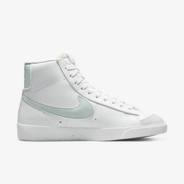 White / Green Nike Blazer Mid 77 Next Nature Women's Sneakers | NK432YVZ