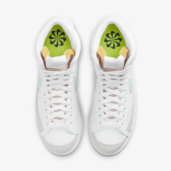 White / Green Nike Blazer Mid 77 Next Nature Women's Sneakers | NK432YVZ