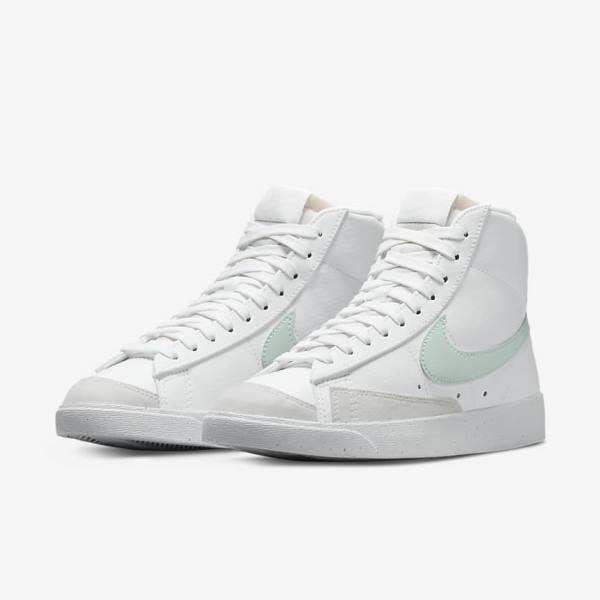 White / Green Nike Blazer Mid 77 Next Nature Women's Sneakers | NK432YVZ