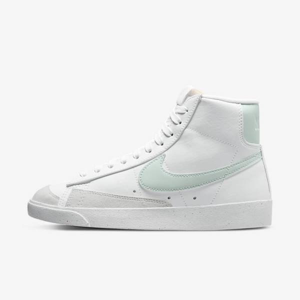 White / Green Nike Blazer Mid 77 Next Nature Women\'s Sneakers | NK432YVZ