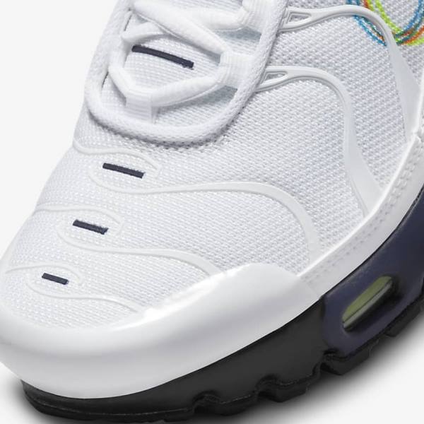 White / Grey / Blue Nike Air Max Plus Older Kids' Sneakers | NK735QMT