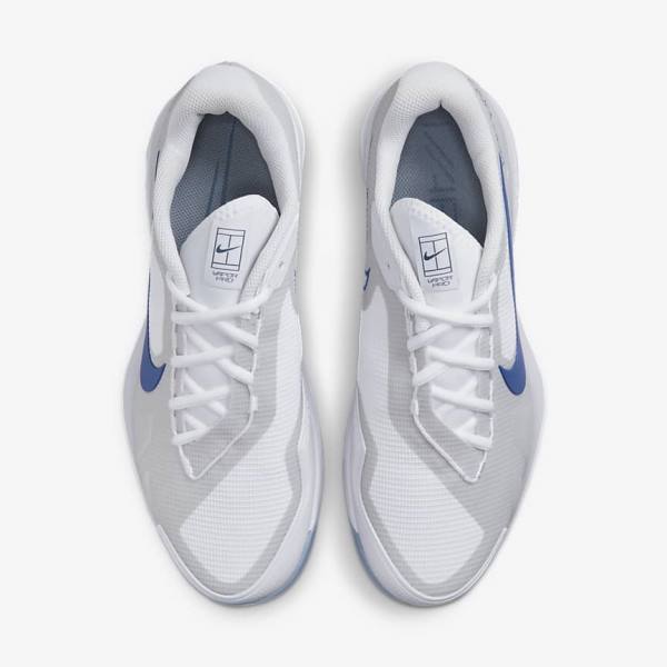 White / Grey / Navy Nike NikeCourt Air Zoom Vapor Pro Hard-Court Men's Tennis Shoes | NK301OYB