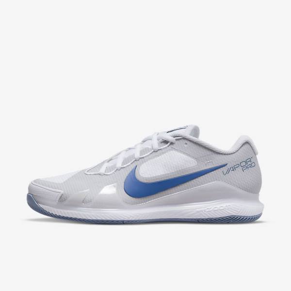 White / Grey / Navy Nike NikeCourt Air Zoom Vapor Pro Hard-Court Men\'s Tennis Shoes | NK301OYB