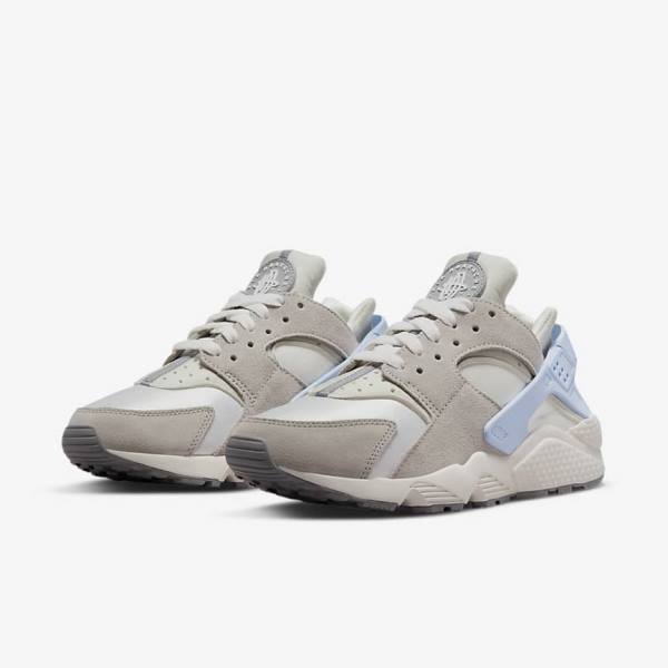 White / Grey Nike Air Huarache Women's Sneakers | NK803BYC