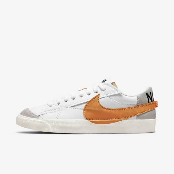 White / Grey / Orange Nike Blazer Low 77 Jumbo Men\'s Sneakers | NK621TXO