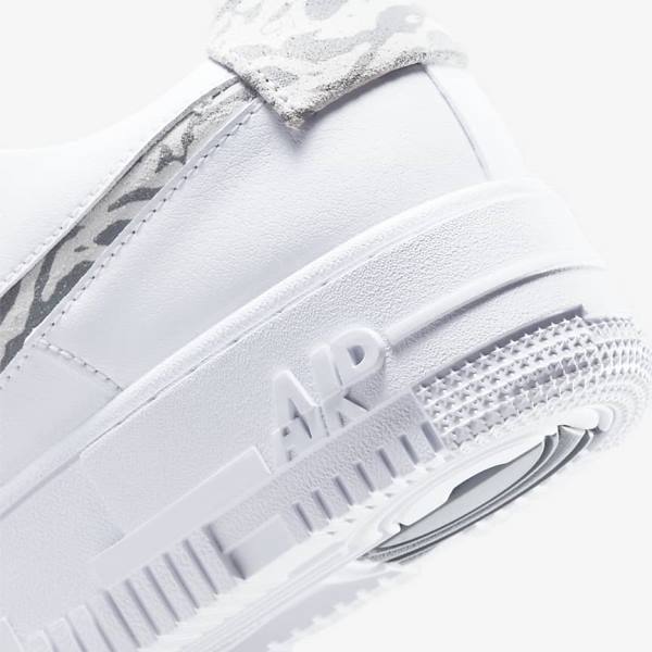 White / Grey / White Nike Air Force 1 Pixel SE Women's Sneakers | NK387HTD