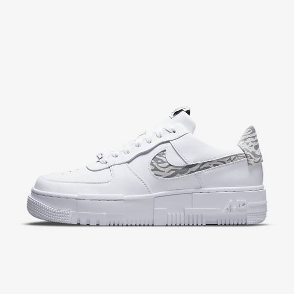 White / Grey / White Nike Air Force 1 Pixel SE Women\'s Sneakers | NK387HTD