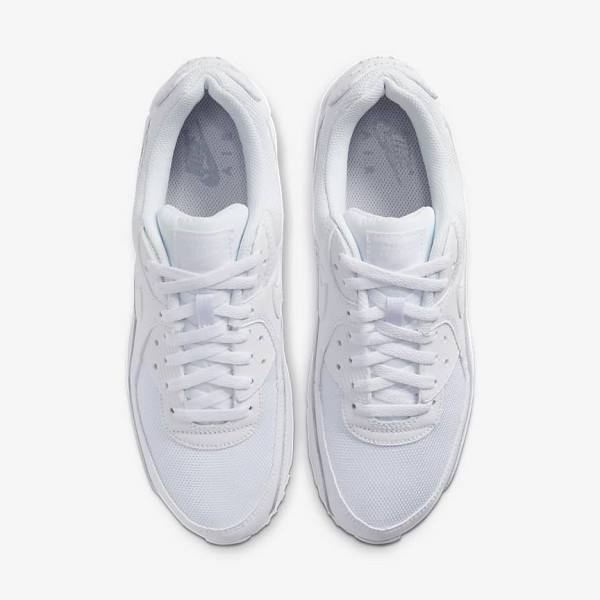 White / Grey / White Nike Air Max 90 Men's Sneakers | NK638XFZ