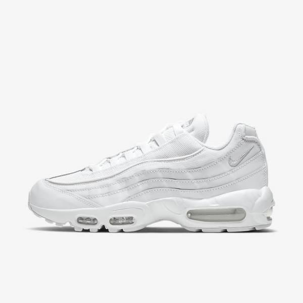 White / Grey / White Nike Air Max 95 Essential Men\'s Sneakers | NK903CLT