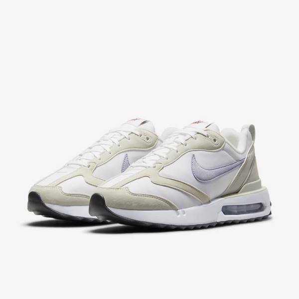 White / Light Beige / Black / Purple Nike Air Max Dawn Women's Sneakers | NK235LCT