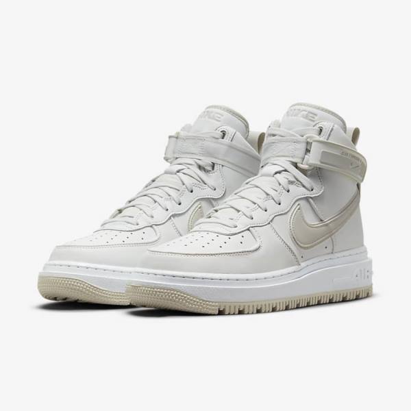 White / Light Beige Nike Air Force 1 Boot Men's Sneakers | NK890AEC