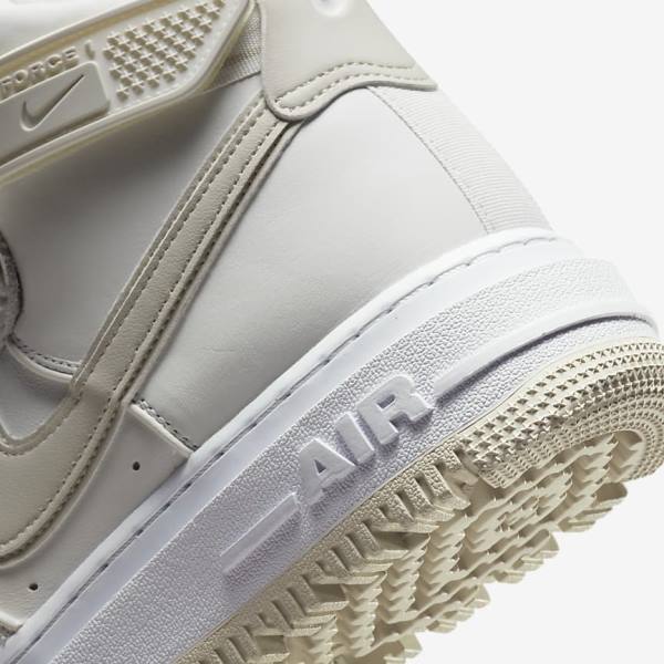 White / Light Beige Nike Air Force 1 Boot Men's Sneakers | NK890AEC