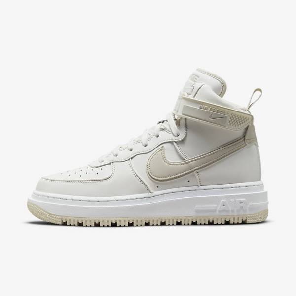 White / Light Beige Nike Air Force 1 Boot Men\'s Sneakers | NK890AEC