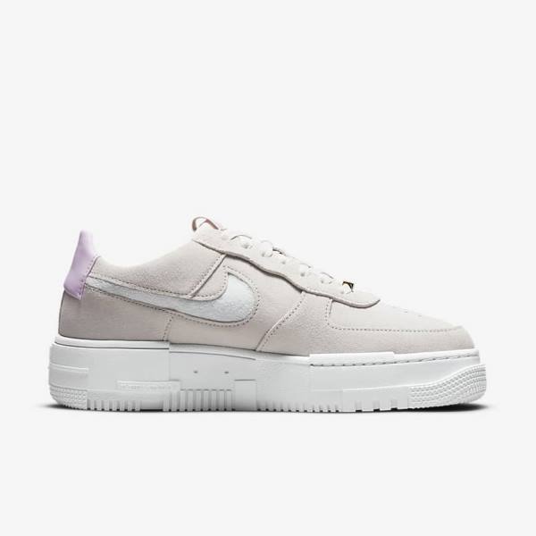 White / Light Beige / Pink Nike Air Force 1 Pixel Women's Sneakers | NK193YAP