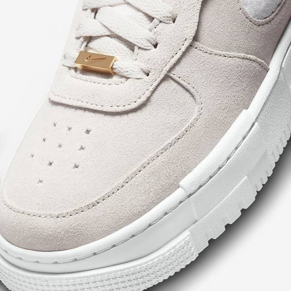 White / Light Beige / Pink Nike Air Force 1 Pixel Women's Sneakers | NK193YAP