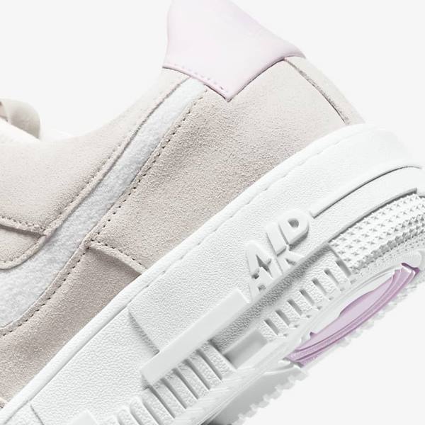 White / Light Beige / Pink Nike Air Force 1 Pixel Women's Sneakers | NK193YAP