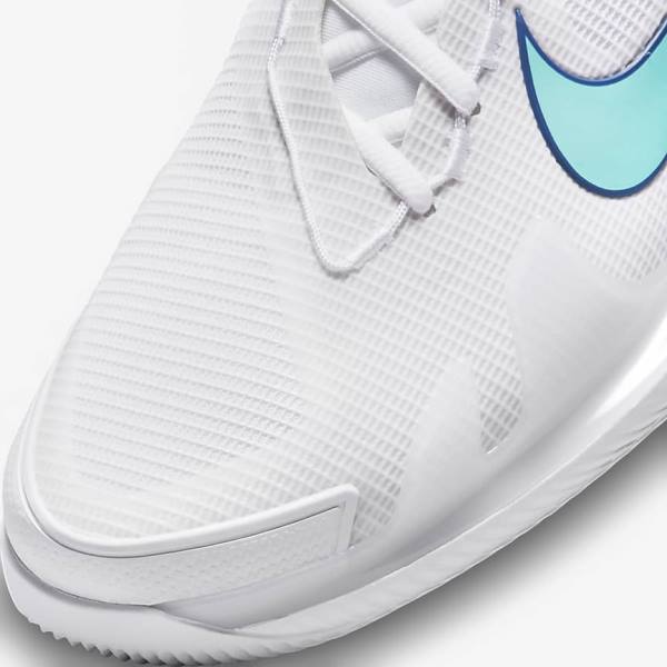 White / Light Beige / Royal Blue / Turquoise Nike NikeCourt Air Zoom Vapor Pro Hard-Court Men's Tennis Shoes | NK524TOM