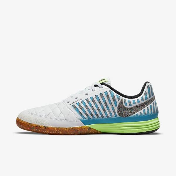 White / Light Blue / Black / Black Nike Lunar Gato II IC Indoor Court Men\'s Football Shoes | NK073FEA