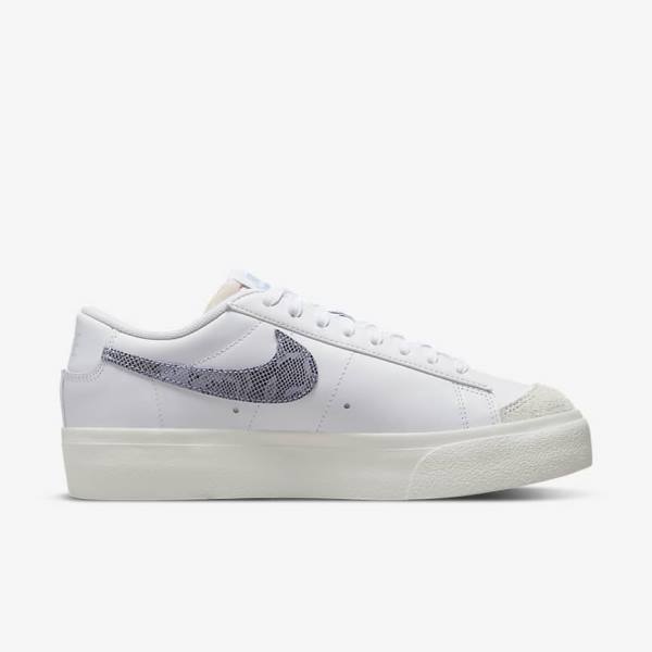 White / Light Blue Nike Blazer Low Platform Women's Sneakers | NK041JWU