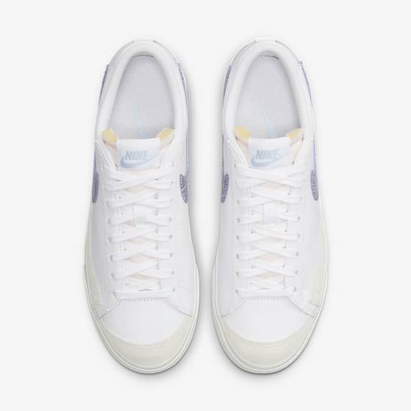 White / Light Blue Nike Blazer Low Platform Women's Sneakers | NK041JWU