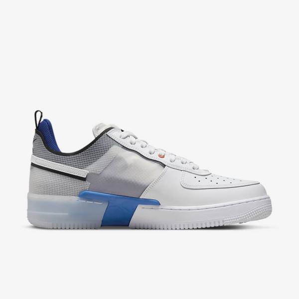 White / Light Blue / Royal Blue / White Nike Air Force 1 React Men's Sneakers | NK473PSL