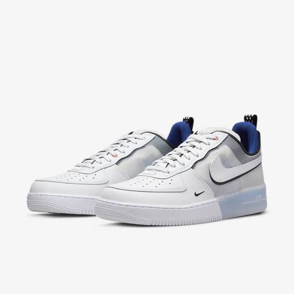 White / Light Blue / Royal Blue / White Nike Air Force 1 React Men's Sneakers | NK473PSL